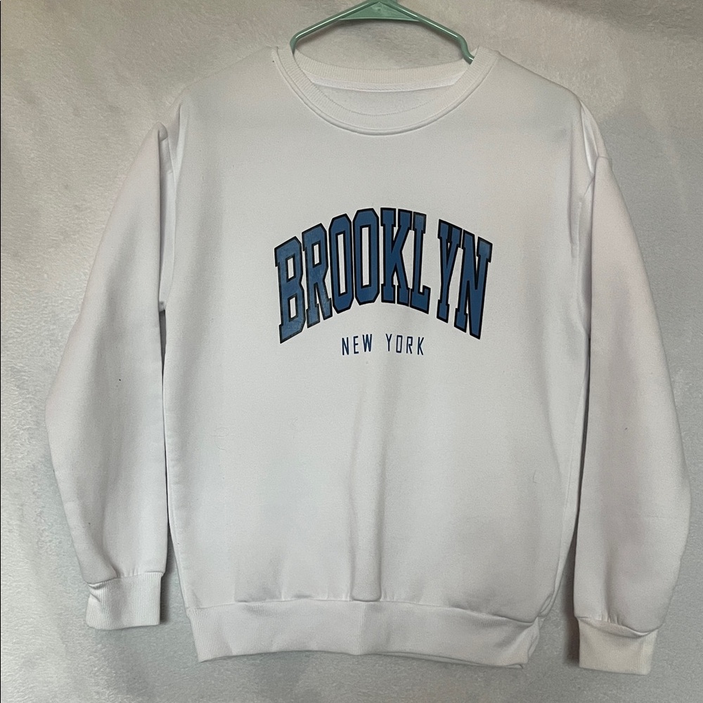 SHEIN White Brooklyn New York Women’s Sweater